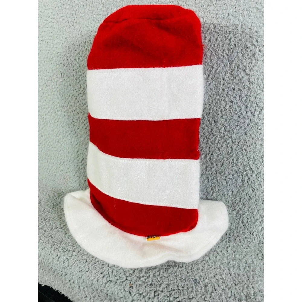 Dr Seuss Cat in the Hat Costume Hat Kids Youth Red White Striped Clown Alley